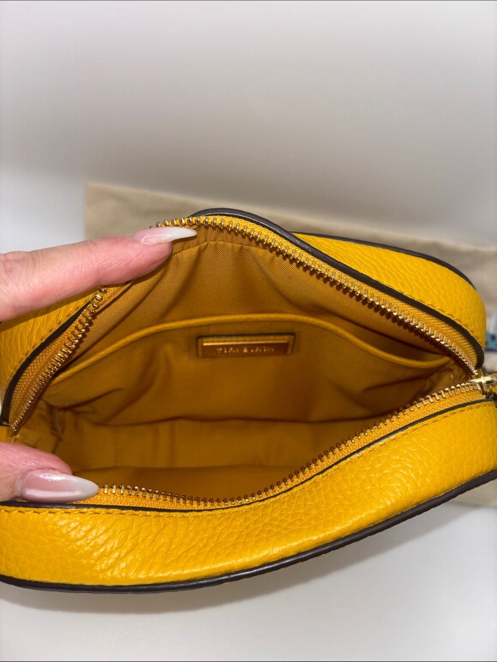 Tory Burch Sunshine Yellow Pebbled Leather Crossbody with Tassel - Picture 7 of 11